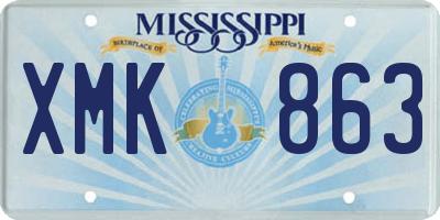 MS license plate XMK863