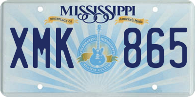 MS license plate XMK865