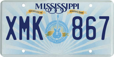 MS license plate XMK867