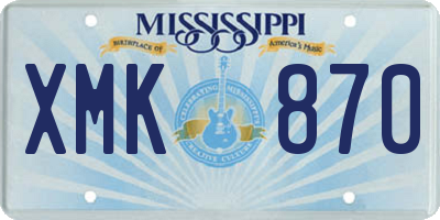 MS license plate XMK870