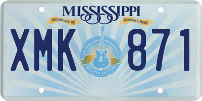 MS license plate XMK871