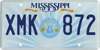 MS license plate XMK872