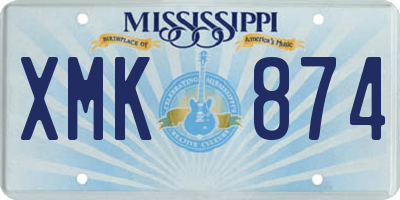 MS license plate XMK874