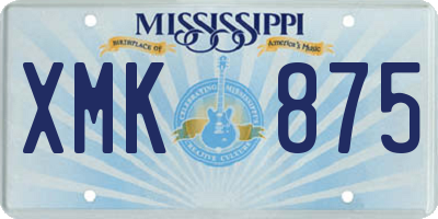 MS license plate XMK875