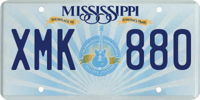 MS license plate XMK880