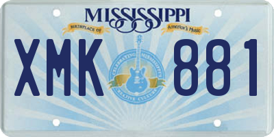 MS license plate XMK881