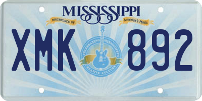 MS license plate XMK892