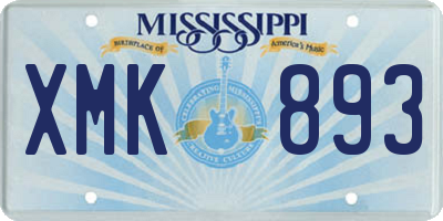 MS license plate XMK893