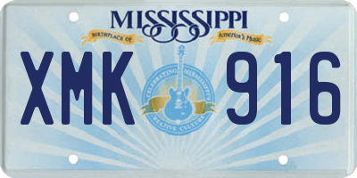 MS license plate XMK916