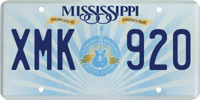 MS license plate XMK920