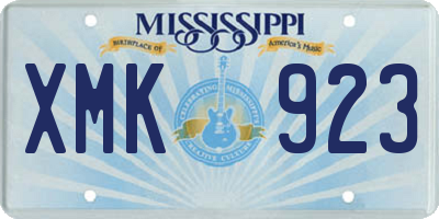 MS license plate XMK923