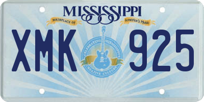 MS license plate XMK925