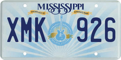 MS license plate XMK926