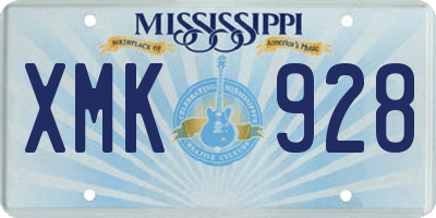 MS license plate XMK928