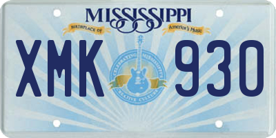 MS license plate XMK930