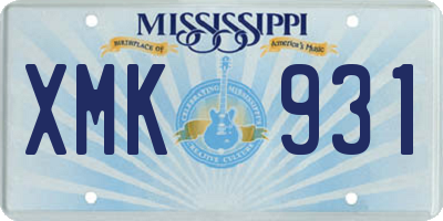 MS license plate XMK931