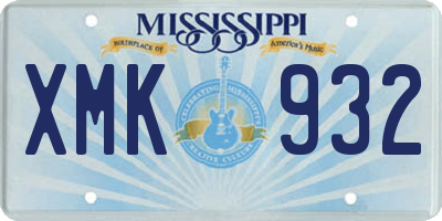 MS license plate XMK932