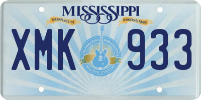 MS license plate XMK933