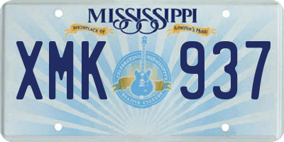 MS license plate XMK937