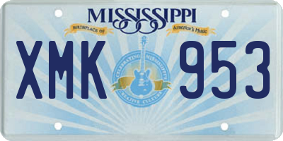 MS license plate XMK953