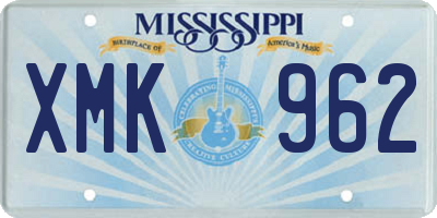 MS license plate XMK962