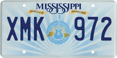 MS license plate XMK972