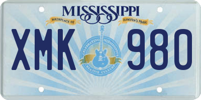 MS license plate XMK980