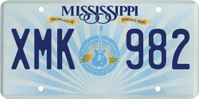 MS license plate XMK982