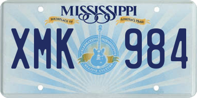 MS license plate XMK984