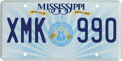 MS license plate XMK990