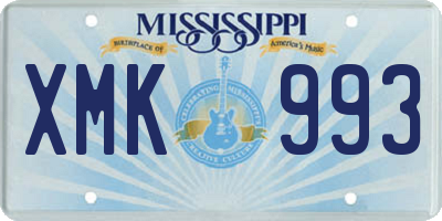 MS license plate XMK993