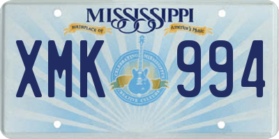 MS license plate XMK994