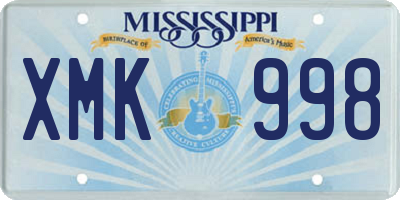 MS license plate XMK998