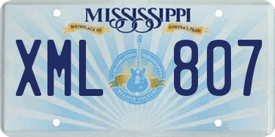 MS license plate XML807
