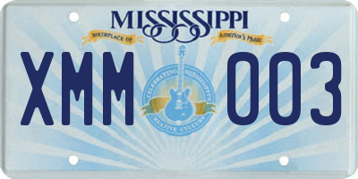 MS license plate XMM003