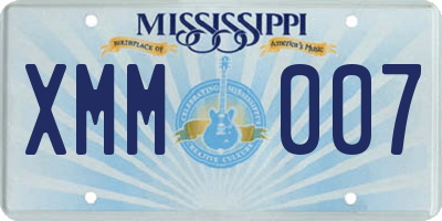 MS license plate XMM007