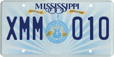 MS license plate XMM010