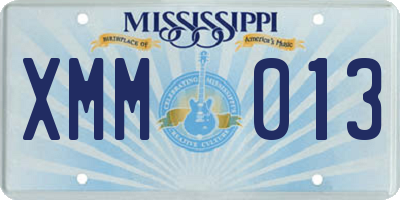 MS license plate XMM013