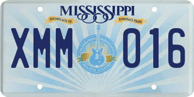 MS license plate XMM016