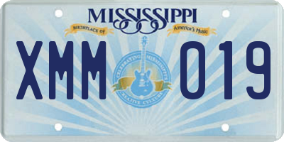 MS license plate XMM019