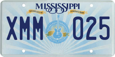 MS license plate XMM025