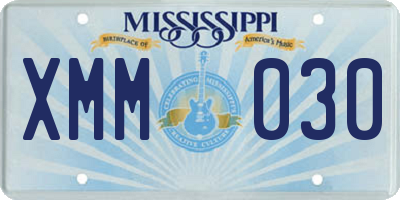 MS license plate XMM030