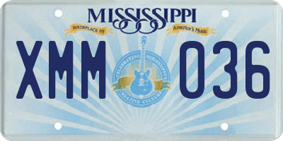 MS license plate XMM036