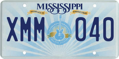 MS license plate XMM040