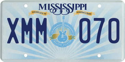MS license plate XMM070