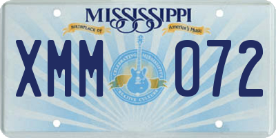 MS license plate XMM072
