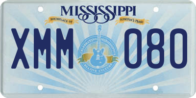MS license plate XMM080