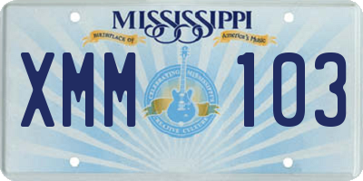 MS license plate XMM103