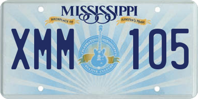 MS license plate XMM105