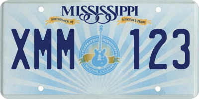 MS license plate XMM123